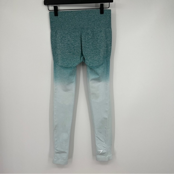 Gymshark Ombré Teal White Stretch Ankle Seamless Pull-on Athletic Leggings - Picture 9 of 14
